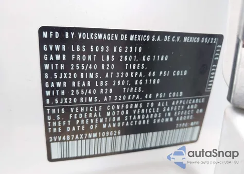 2022 Volkswagen Tiguan 2.0T Sel R-Line from USA, damaged, VIN 3VV4B7AX7NM109626